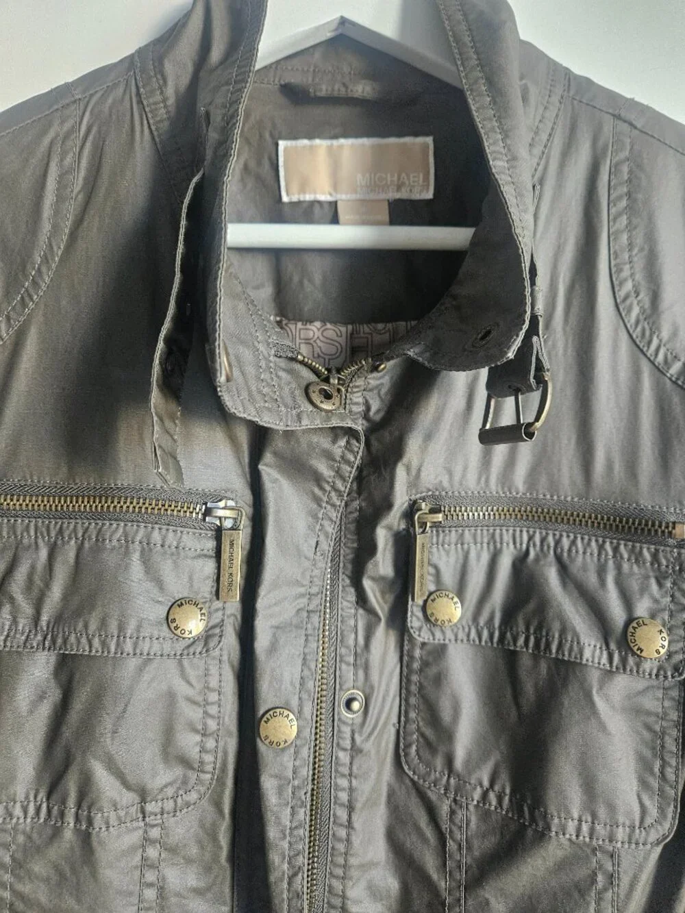 MICHAEL Michael Kors Olive Green Belted Military Utility Field Jacket M